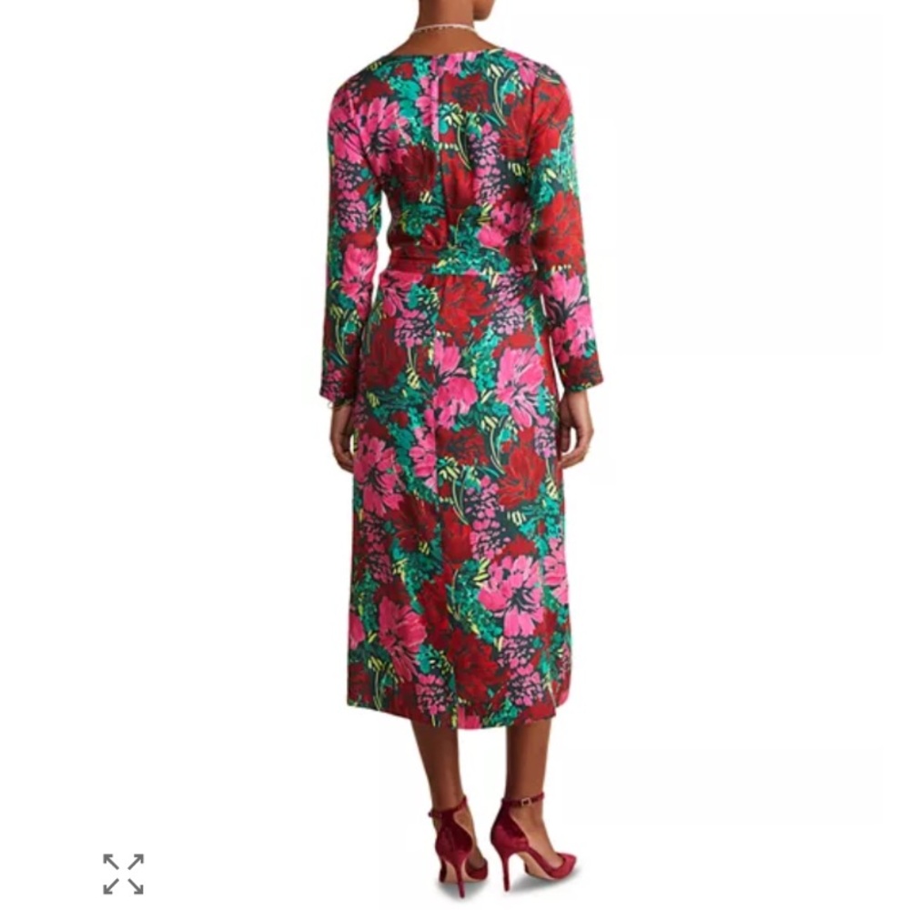 Vineyard vines nwt silk twill Christmas colors green red pink long sleeve dress - Picture 12 of 12